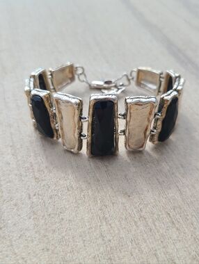 Silpada 'Black Tie' bracelet Black Onyx B2902 925 Sterling Silver